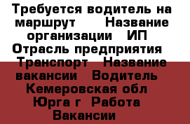 Требуется водитель на маршрут №2 › Название организации ­ ИП › Отрасль предприятия ­ Транспорт › Название вакансии ­ Водитель - Кемеровская обл., Юрга г. Работа » Вакансии   